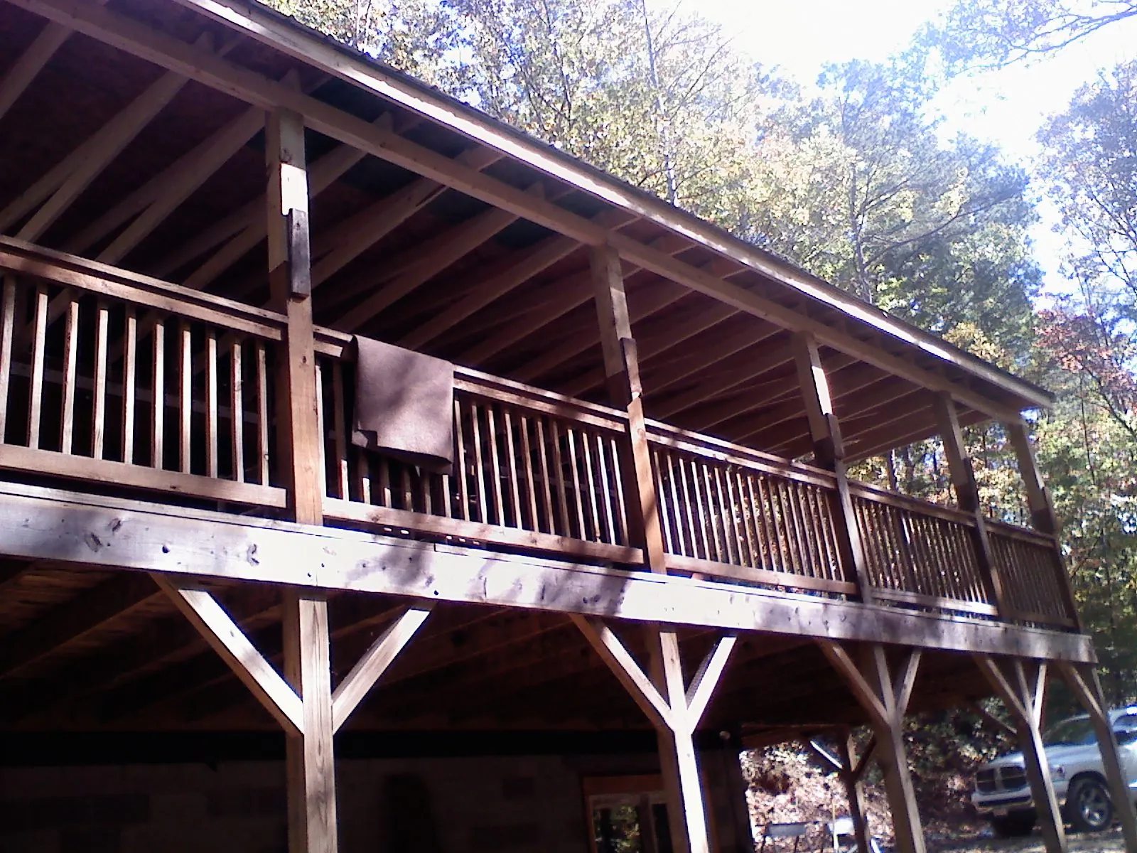 Timber framing under a new elevated porch and deck — Roof Leak Repair in Columbus City by Roofing Brothers